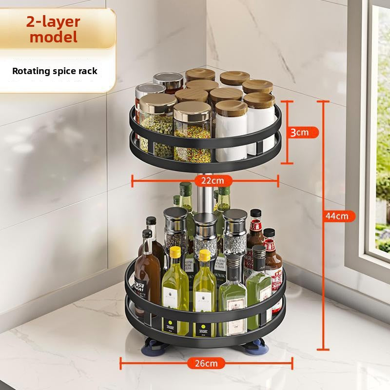 Rotatable Multi-Layer Metal Kitchen Countertop Storage Rack