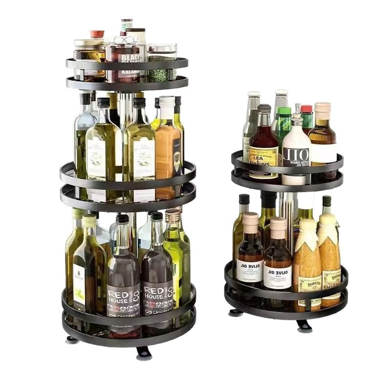 Rotatable Multi-Layer Metal Kitchen Countertop Storage Rack