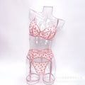 Pink Velvet Heart Mesh Lingerie Set