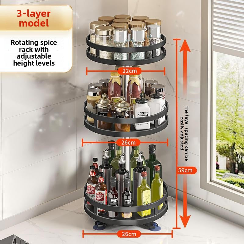 Rotary Kitchen Condiment Organizer Rack