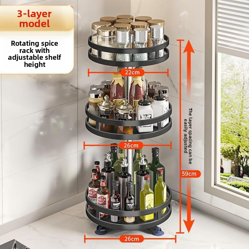 Rotatable Multi-Layer Metal Kitchen Countertop Storage Rack