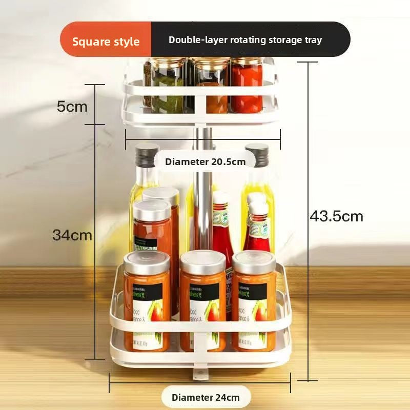 Rotary Kitchen Condiment Organizer Rack