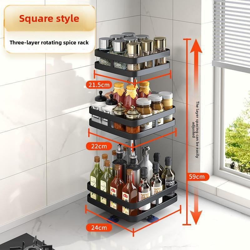 Rotary Kitchen Condiment Organizer Rack