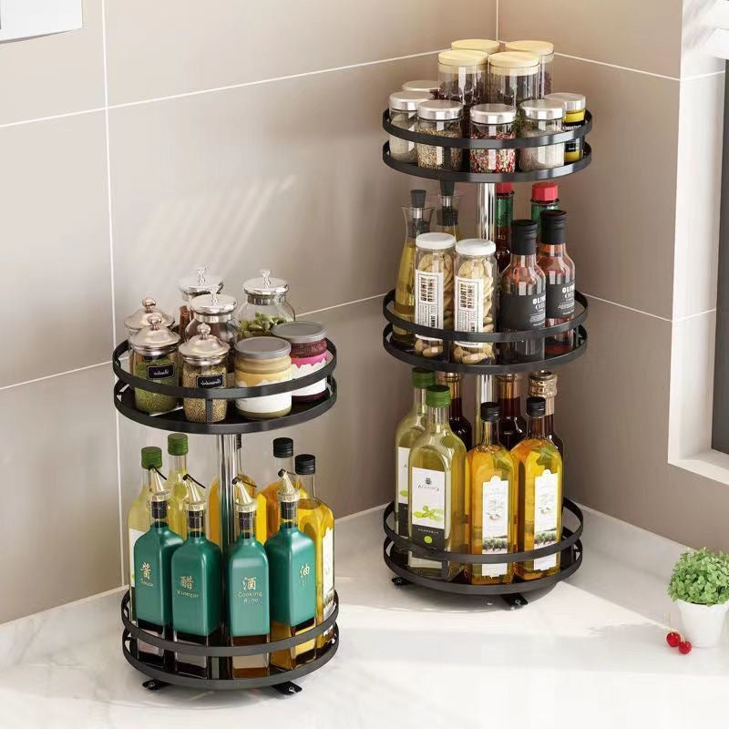 Rotary Kitchen Condiment Organizer Rack