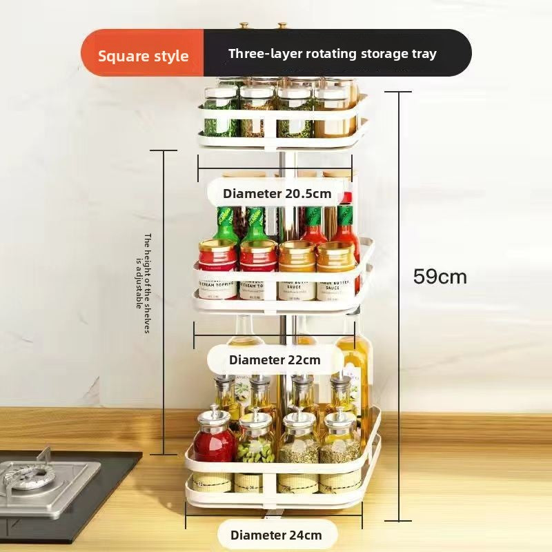 Rotatable Multi-Layer Metal Kitchen Countertop Storage Rack