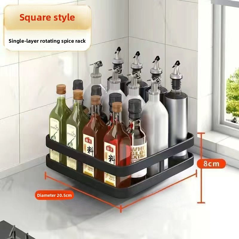 Rotary Kitchen Condiment Organizer Rack