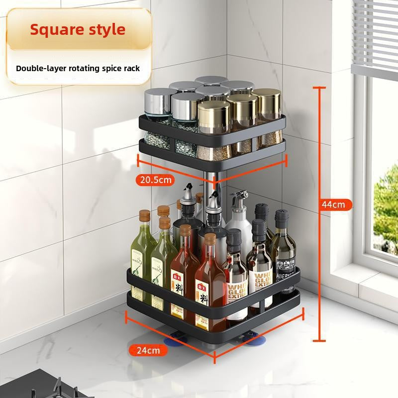 Rotatable Multi-Layer Metal Kitchen Countertop Storage Rack